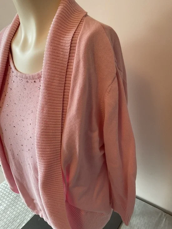TanJay Pink Rhinestone Knit Fooler Sweater - Picture 4 of 8
